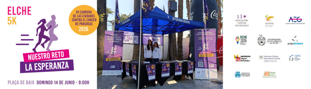 Carrera contra el cáncer de páncreas- edición Elche: así fue la difusión sobre el terreno en la Media Maratón de Elche